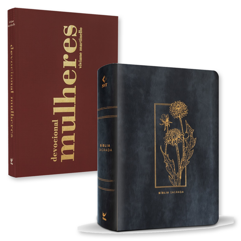Kit Bíblia Mulheres | NVT | Espaço Para Anotações | Capa Luxo Floral Grafite + Devocional Mulheres 365 Dias | Viviane Martinello