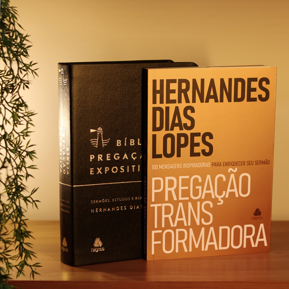 Kit Bíblia Pregação Expositiva | ARA | Letra Normal | PU Luxo Preta + Pregação Transformadora | Hernandes Dias Lopes · foto 2