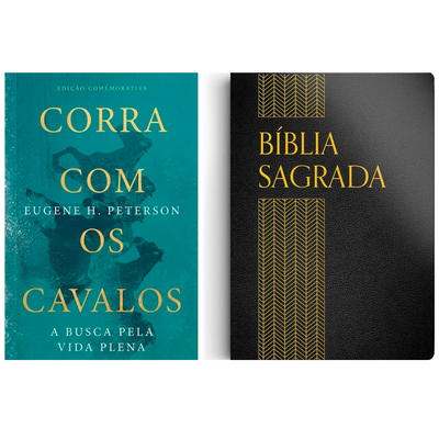 Kit Bíblia Sagrada | ACF | Letra Normal | Capa Luxo Preta + Corra Com Os Cavalos | Eugene H. Peterson | Edição Comemorativa