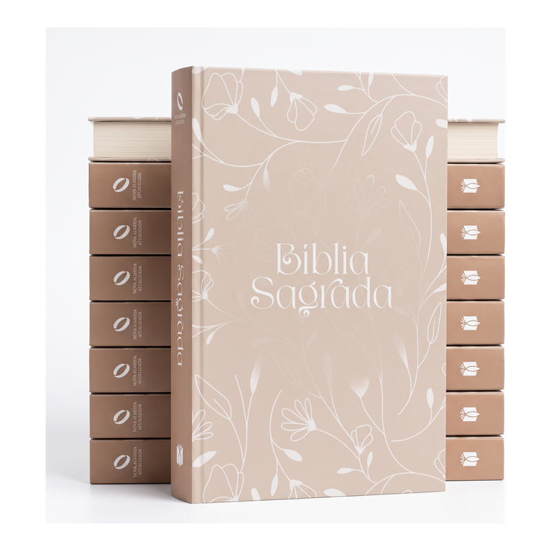 Kit Bíblia Sagrada Arabesco Flores | NAA | Letra Normal | Capa Ilustrada 10un