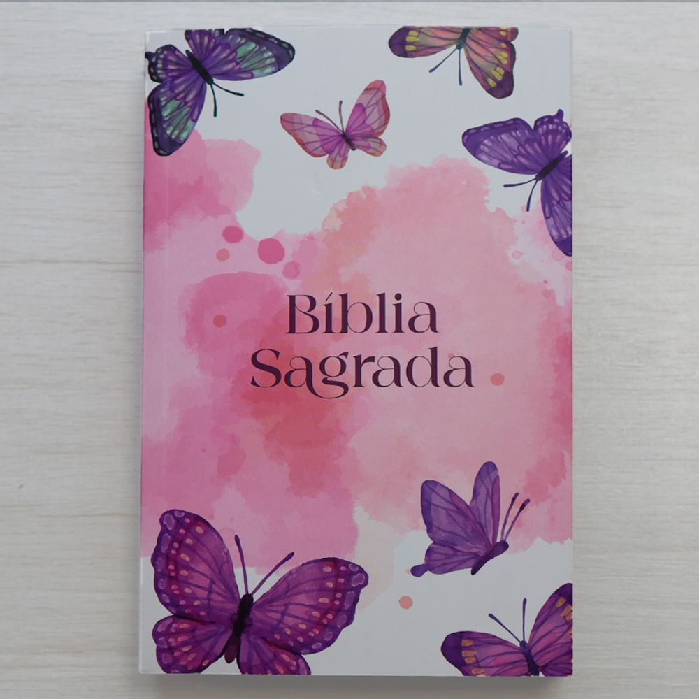 Capa de Bíblia Sagrada Borboleta Aquarela | NVI | Capa Brochura — item do Kit Bíblia Sagrada Borboleta Aquarela | NVI | Capa Brochura 10un · foto 2
