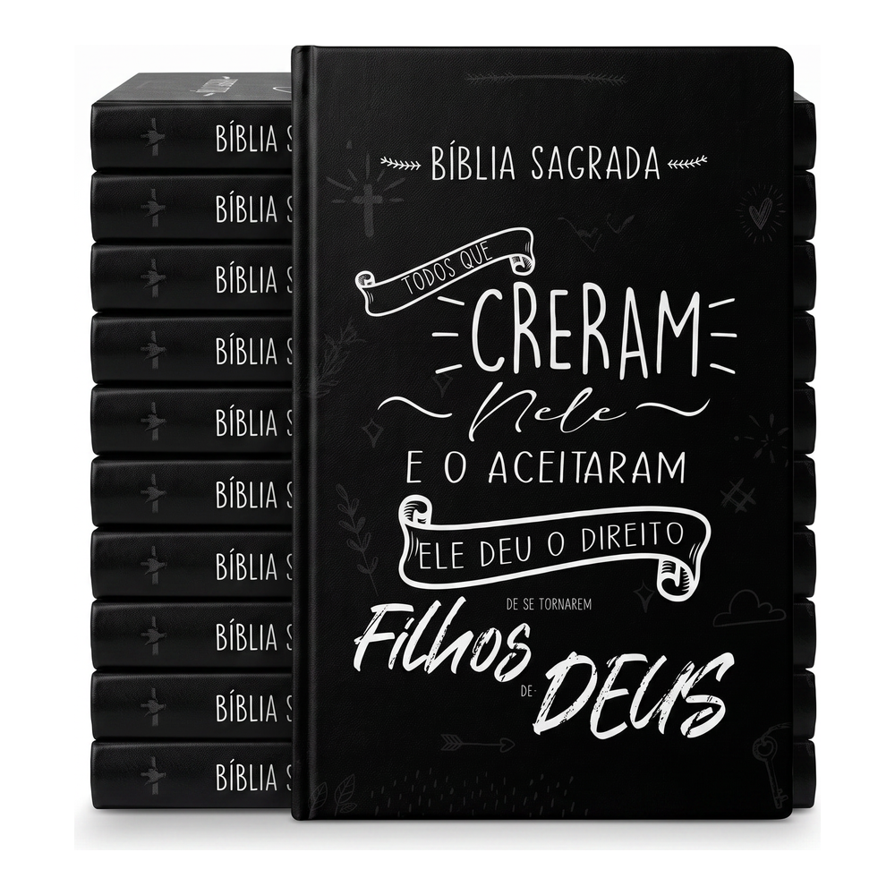 Kit Bíblia Sagrada Creram Nele | NVI | Letra Normal | Capa Dura Preta