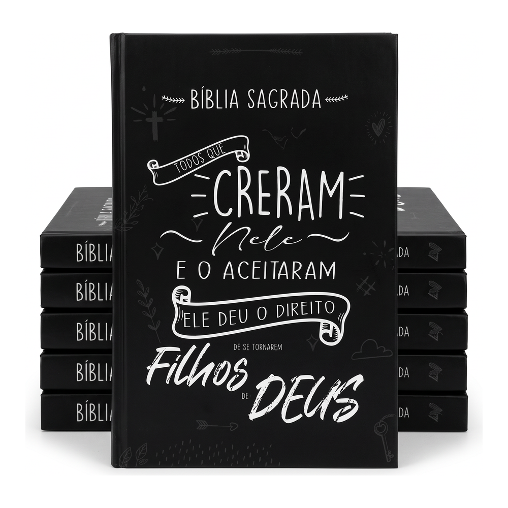 Kit Bíblia Sagrada Creram Nele | NVI | Letra Normal | Capa Dura Preta 5un