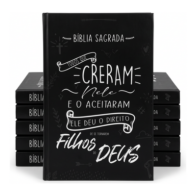 Kit Bíblia Sagrada Creram Nele | NVI | Letra Normal | Capa Dura Preta 5un