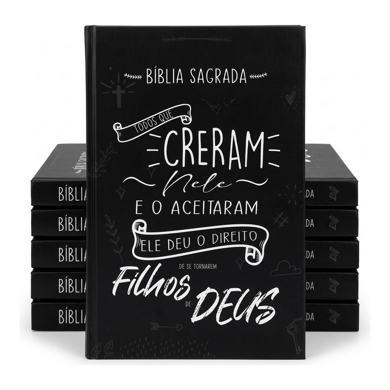 Kit Bíblia Sagrada Creram Nele | NVI | Letra Normal | Capa Dura Preta 5un