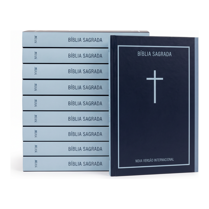 Kit Bíblia Sagrada Cruz Azul | NVI | Capa Brochura 10un