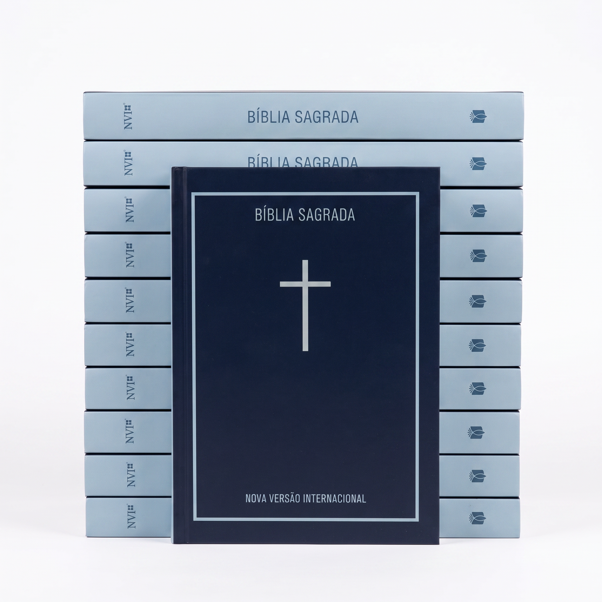 Kit Bíblia Sagrada Cruz Azul | NVI | Capa Brochura 10un