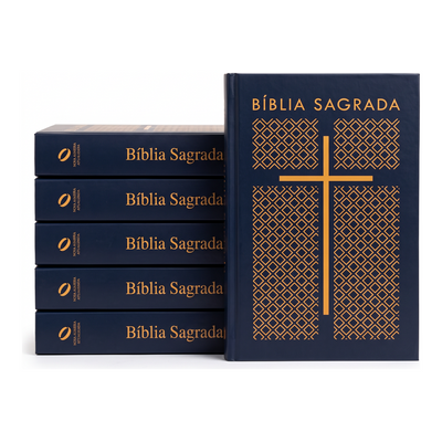 Kit Bíblia Sagrada Cruz Azul Tracejado | NAA | Letra Normal | Capa Ilustrada 5un