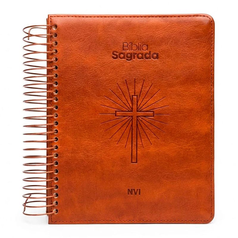 Capa de Bíblia Sagrada Espiral | NVI | Espaço Para Anotações | Bible Journaling | Couro Soft — item do Kit Bíblia Sagrada Espiral | NVI | Espaço Para Anotações | Bible Journaling | Couro Soft + Devocional Uma Vida Abençoada | Kelly Minter