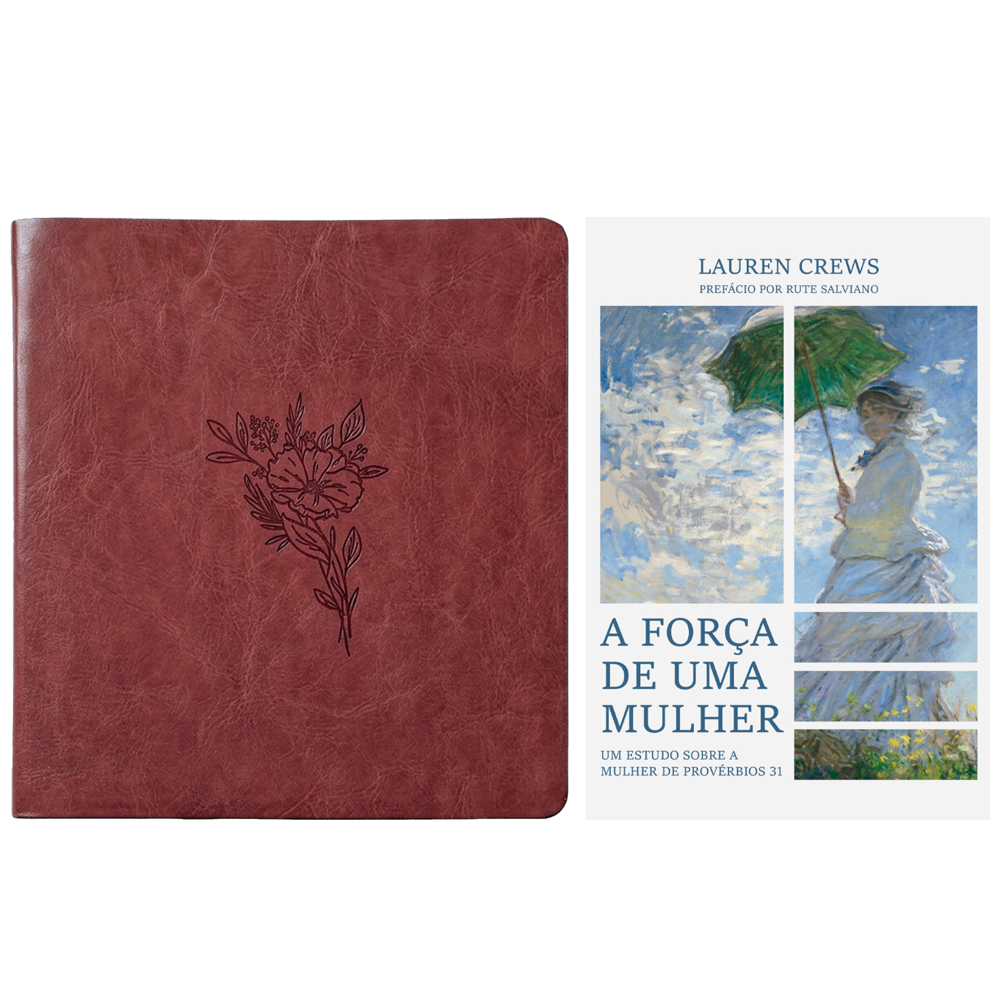Kit Bíblia Sagrada Essencia Leia e Anote | NVI | Capa Luxo Marrom + A Força de Uma Mulher | Lauren Crews