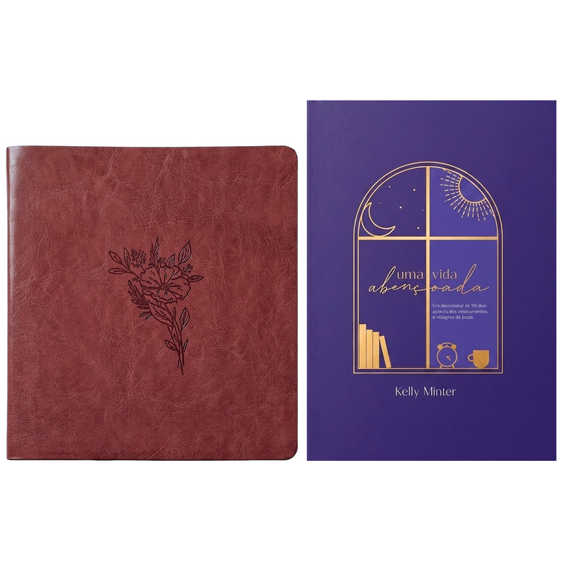 Kit Bíblia Sagrada Essencia Leia e Anote | NVI | Capa Luxo Marrom + Devocional Uma Vida Abençoada | Kelly Minter