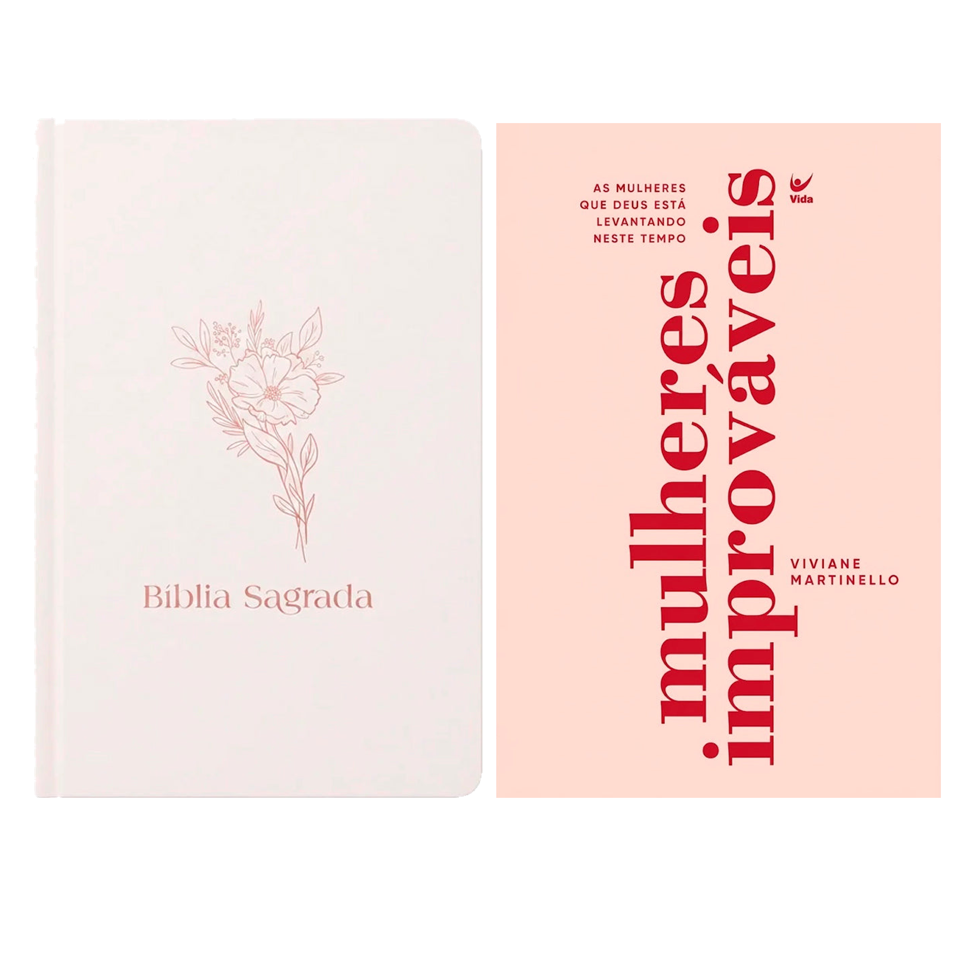Kit Bíblia Sagrada Flor | NVI | Letra Normal | Capa Dura + Mulheres Improváveis | Viviane Martinello
