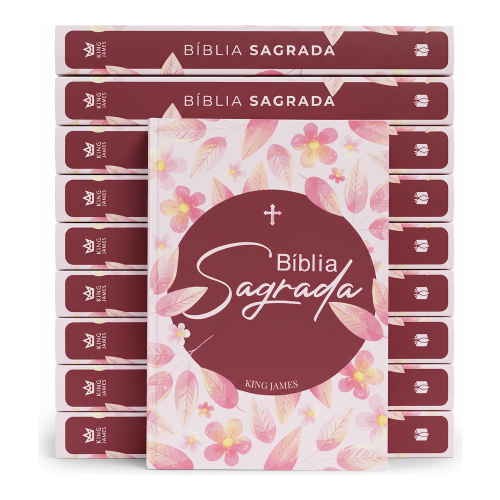 Kit Bíblia Sagrada Flores | King James | Letra Normal | Capa Brochura 10un
