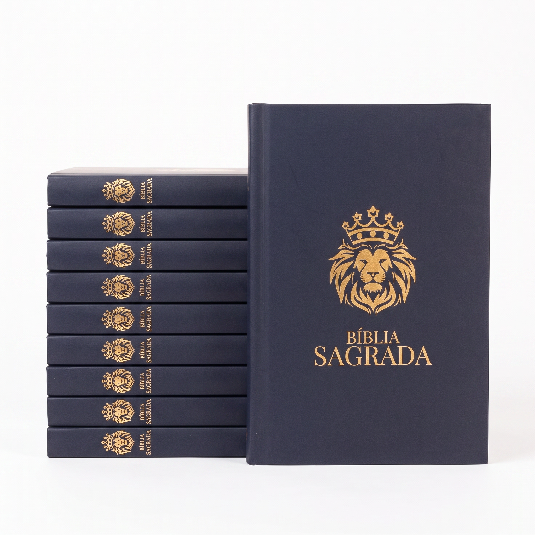 Kit Bíblia Sagrada Leão Coroado | NVI | Capa Brochura 10un