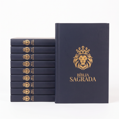 Kit Bíblia Sagrada Leão Coroado | NVI | Capa Brochura 10un