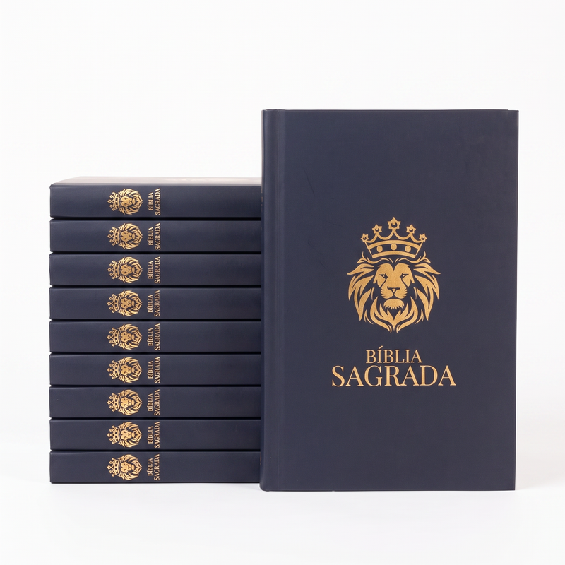 Kit Bíblia Sagrada Leão Coroado | NVI | Capa Brochura 10un