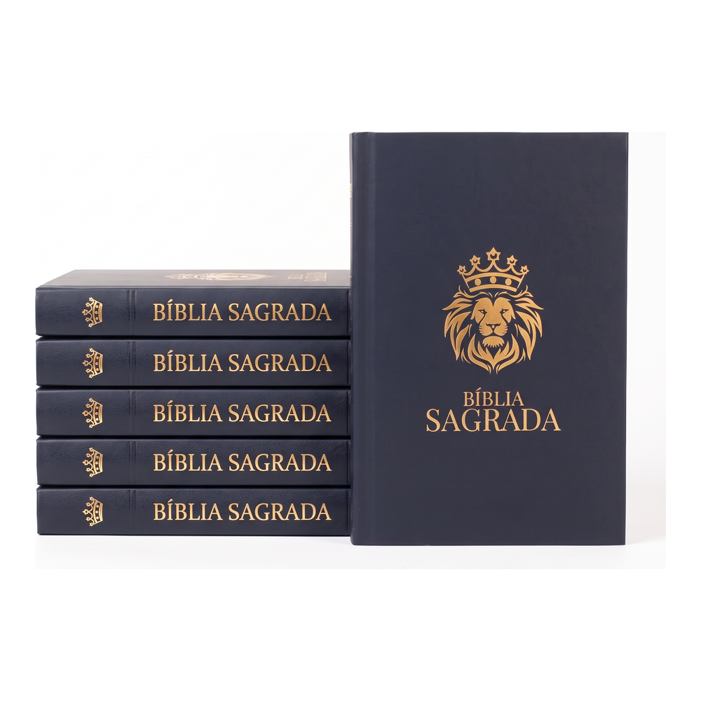 Kit Bíblia Sagrada Leão Coroado | NVI | Capa Brochura 5un