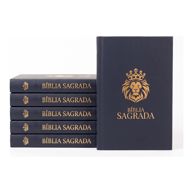 Kit Bíblia Sagrada Leão Coroado | NVI | Capa Brochura 5un