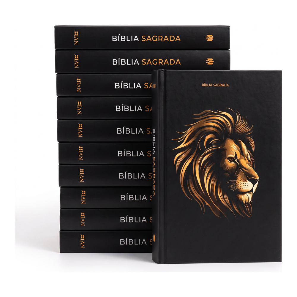 Kit Bíblia Sagrada Leão Soberano | NVI | Capa Brochura 10un