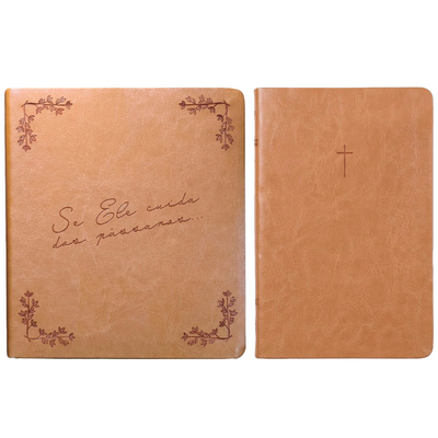 Kit Bíblia Sagrada Leia e Anote Pássaros | NVI | Letra Grande | Capa Luxo Caramelo + Bíblia Slim NVI | Poder da Cruz | Capa Luxo Caramelo