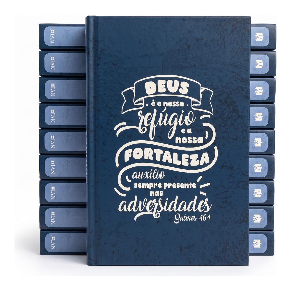 Kit Bíblia Sagrada Lettering | NVI | Capa Brochura Azul 10un
