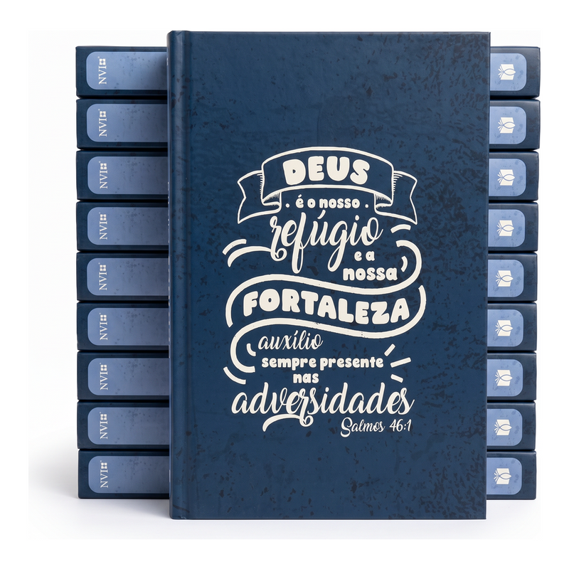 Kit Bíblia Sagrada Lettering | NVI | Capa Brochura Azul 10un