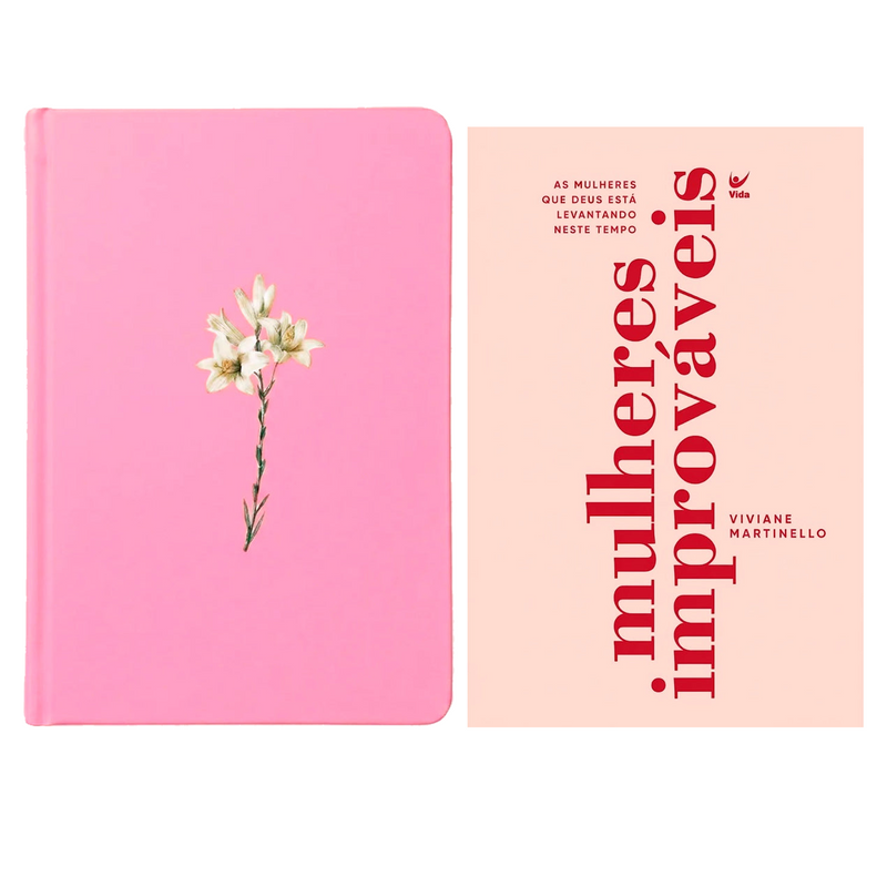 Kit Bíblia Sagrada Lírios Rosa | NVI | Letra Maior | Capa Dura + Mulheres Improváveis | Viviane Martinello