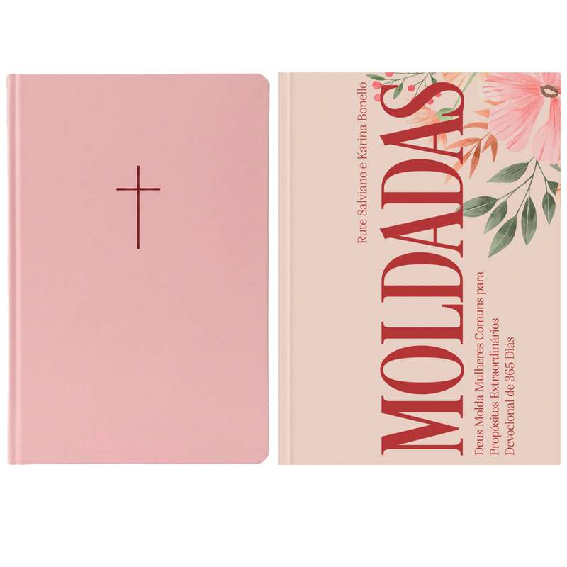 Kit Bíblia Sagrada | NAA | Letra Grande | Capa Dura Cruz Rosa Com Espaço para Anotações + Devocional Moldadas | 365 Dias com as Mulheres da Bíblia | Rute Salviano e Karina Bonello