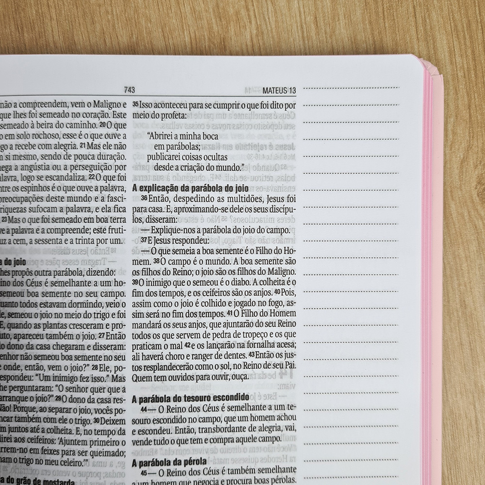 Capa de Bíblia Sagrada | NAA | Letra Grande | Capa Dura Cruz Rosa Com Espaço para Anotações — item do Kit Bíblia Sagrada | NAA | Letra Grande | Capa Dura Cruz Rosa Com Espaço para Anotações + Devocional Moldadas | 365 Dias com as Mulheres da Bíblia | Rute Salviano e Karina Bonello · foto 7