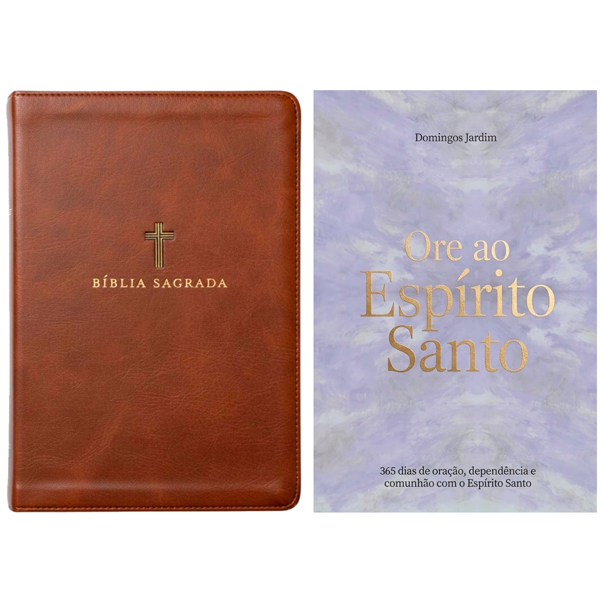 Kit Bíblia Sagrada | NVI | Leitura Perfeita | Couro Soft Marrom | Com Índice + Devocional Ore ao Espírito Santo | Domingos Jardim