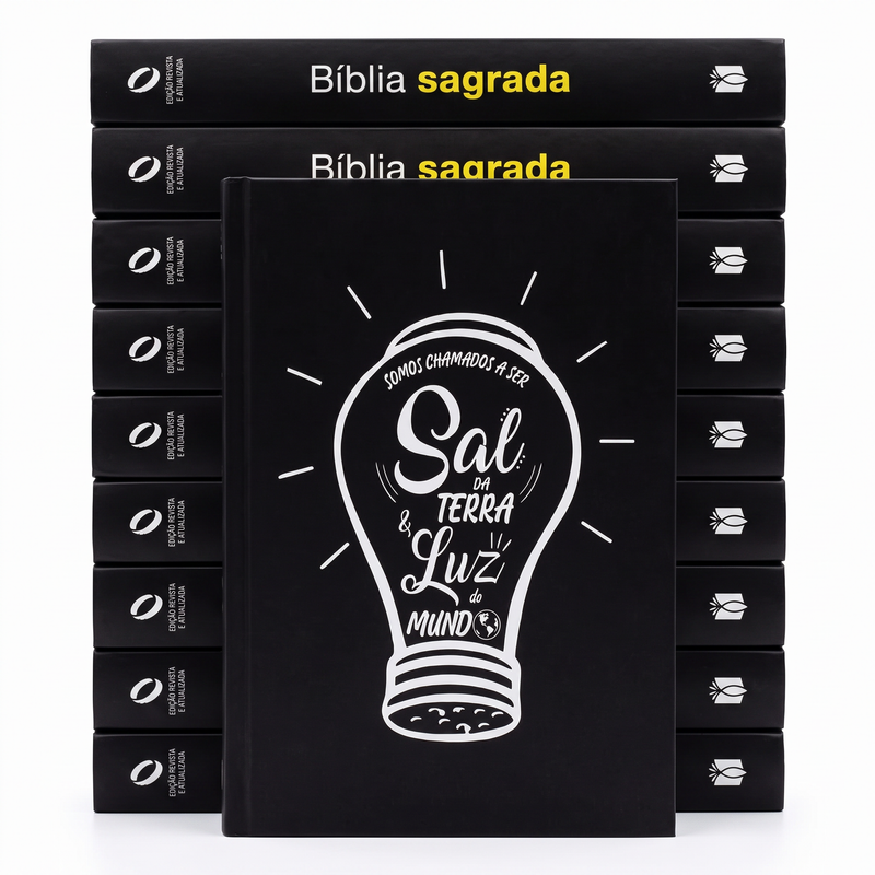 Kit Bíblia Sagrada Sal da Terra e Luz do Mundo | NAA | Letra Normal | Capa Ilustrada 10un