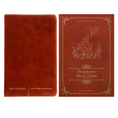 Kit Bíblia Sagrada Slim | NVI | Letra Normal | Capa Luxo Marrom + Pecadores Nas Mãos de Um Deus Irado e Outros Sermões | Clássicos da Literatura | Jonathan Edwards