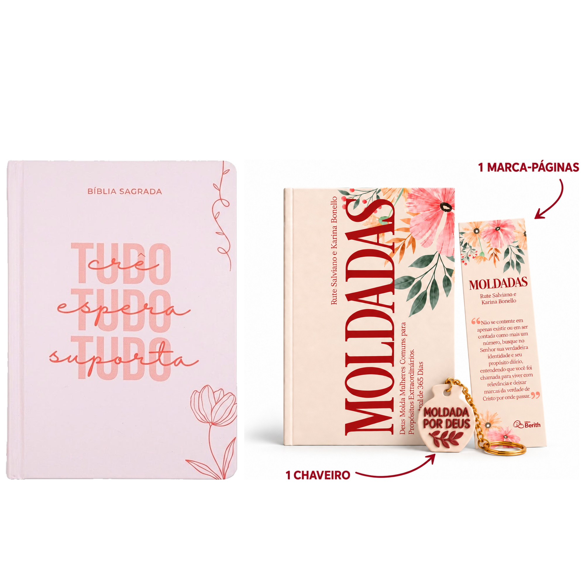 Kit Bíblia Sagrada Slim Tudo Crê | NVT | Capa Dura + Devocional Moldadas | 365 Dias com as Mulheres da Bíblia | Rute Salviano e Karina Bonello