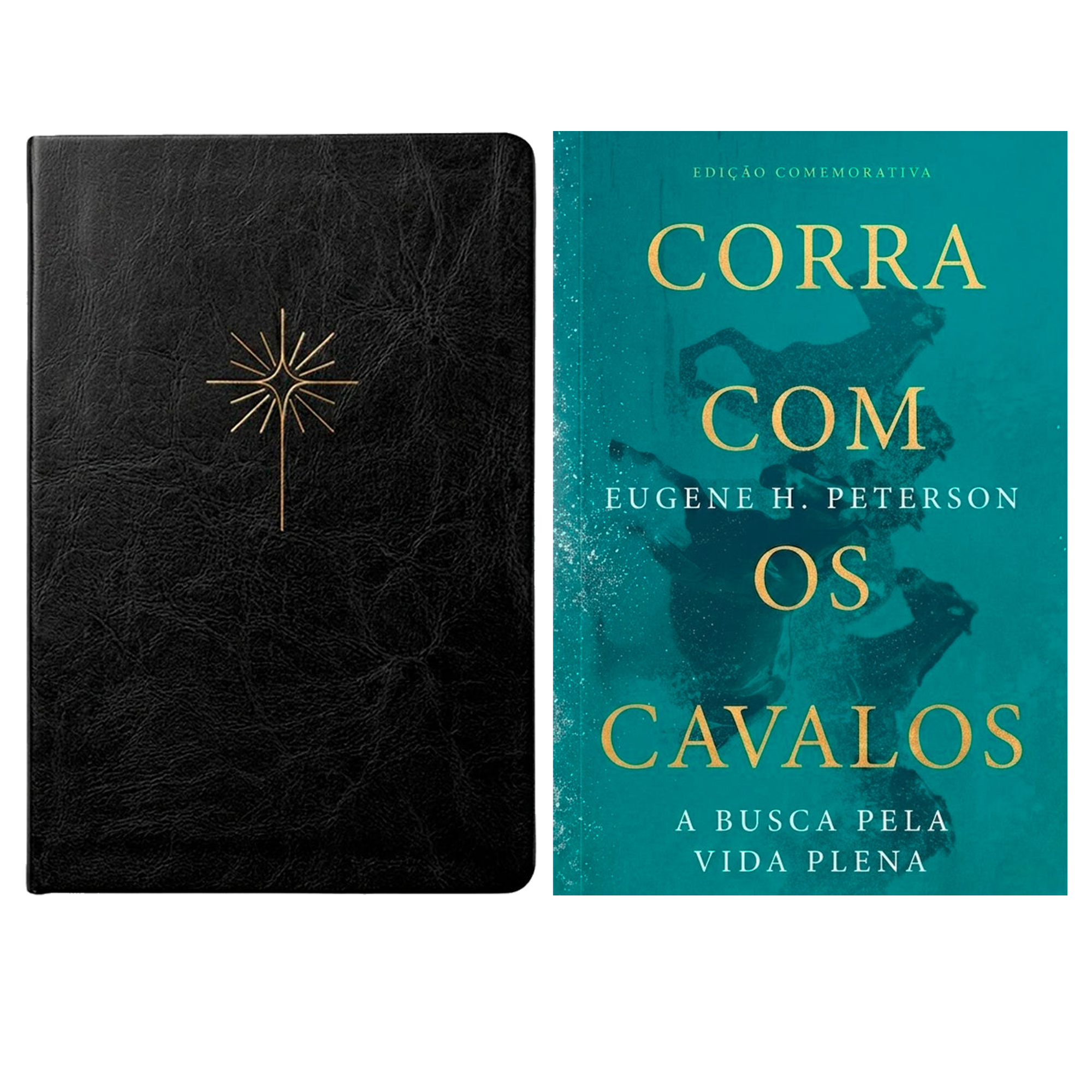 Kit Bíblia Slim Filament | NVT | Letra Grande | Capa Couro Sintético Preto + Corra Com Os Cavalos | Eugene H. Peterson | Edição Comemorativa