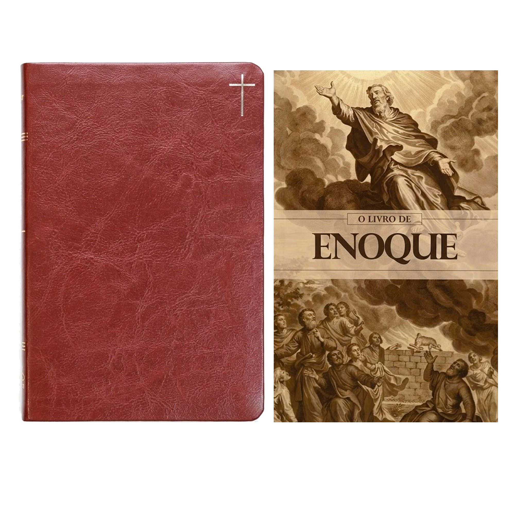 Kit Bíblia Slim NVI | Poder da Cruz | Capa Luxo Marrom + Grátis O Livro de Enoque