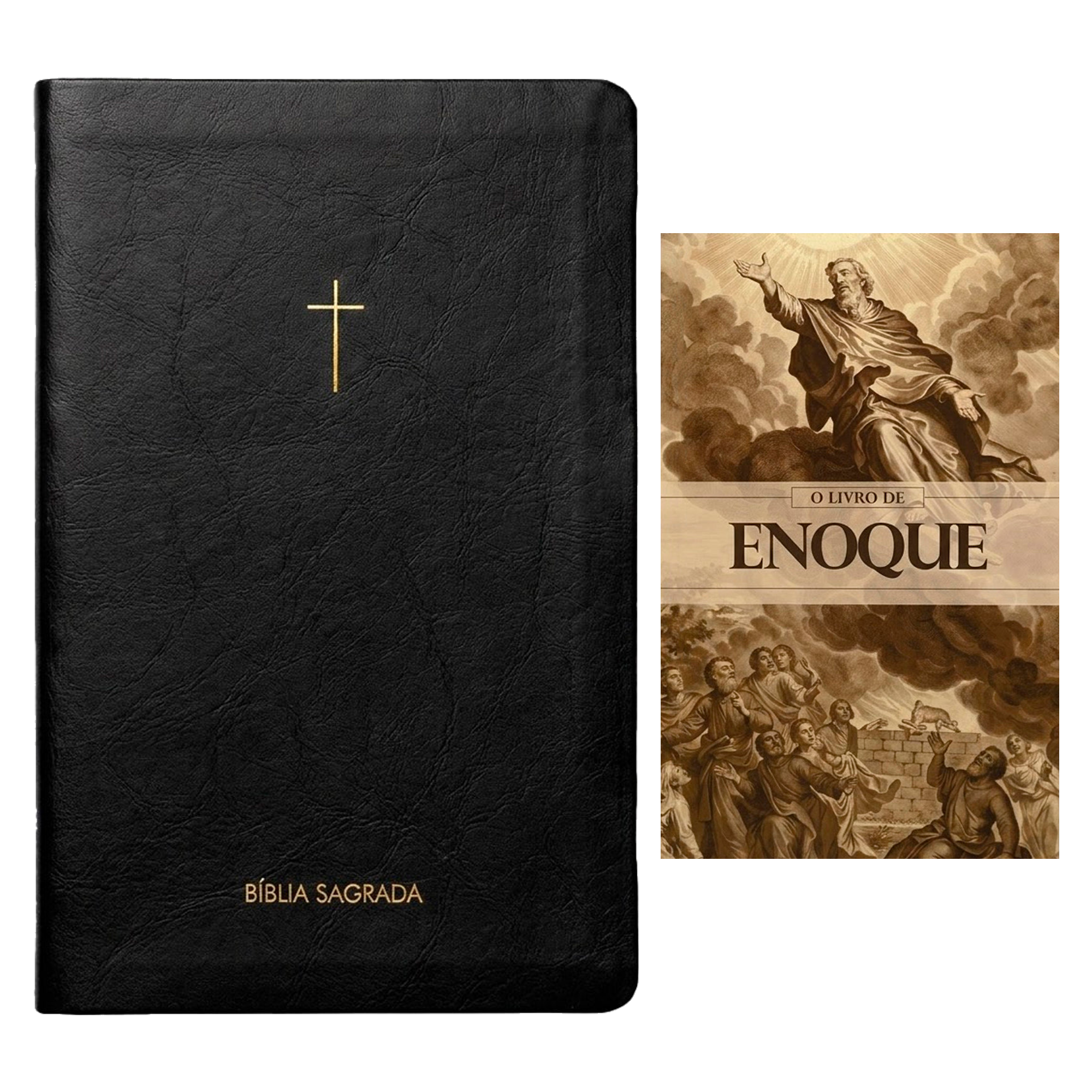 Kit Bíblia Slim NVI | Poder da Cruz | Capa Luxo Preta + Grátis O Livro de Enoque