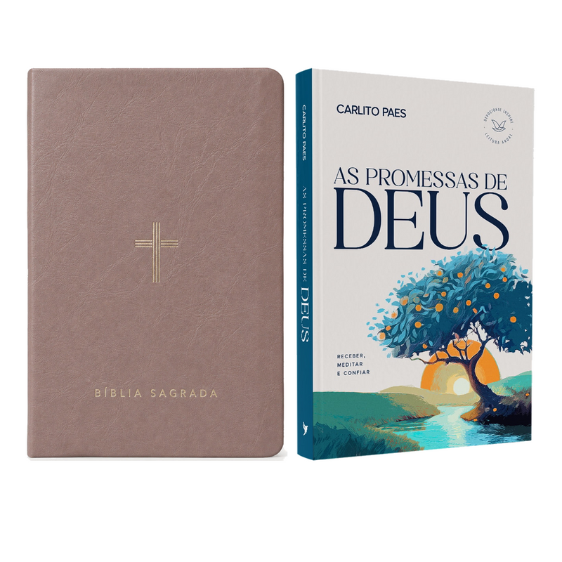 Kit Bíblia Slim NVT | Poder da Cruz | Capa Luxo Fendi + Devocional As Promessas de Deus | Carlito Paes