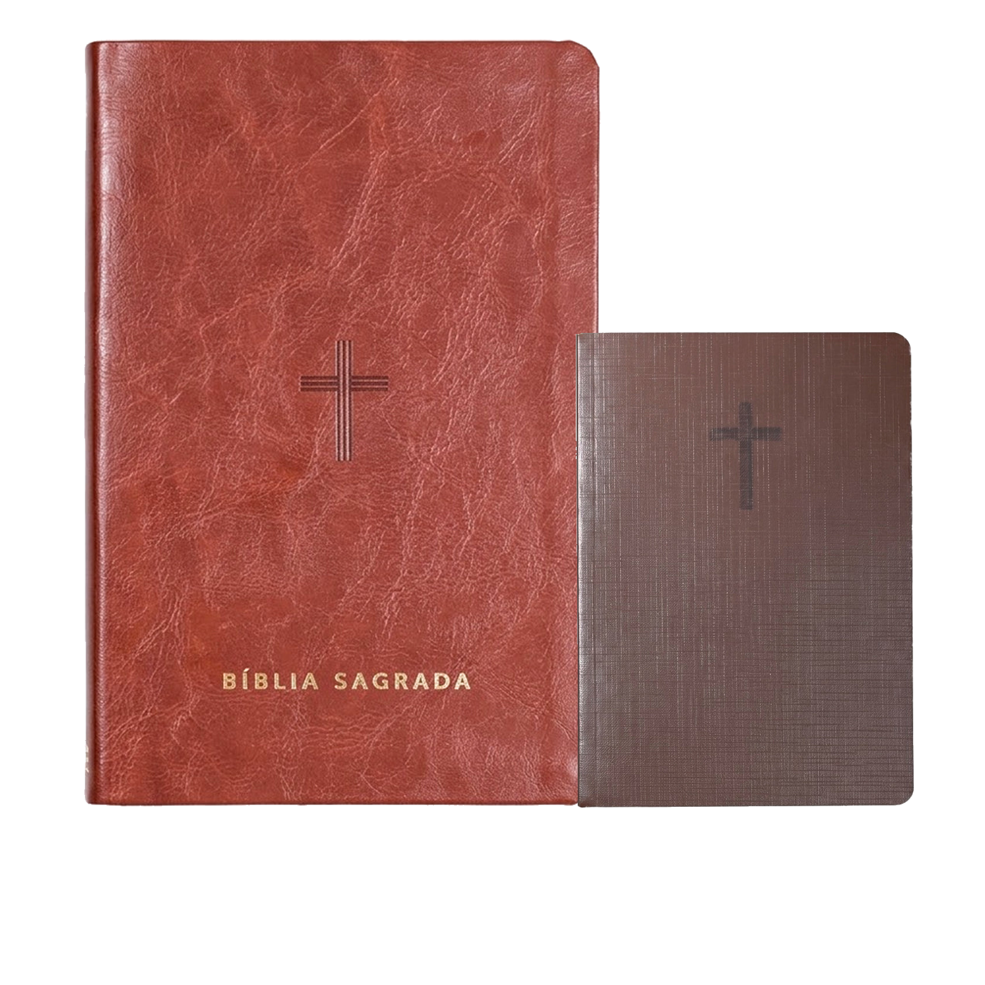 Kit Bíblia Slim NVT | Poder da Cruz | Capa Luxo Marrom + Grátis Bloco de Anotações Ele Ressuscitou