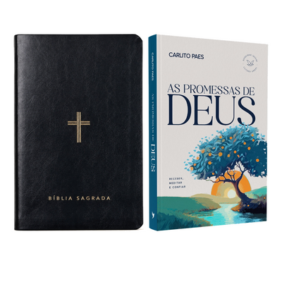 Kit Bíblia Slim NVT | Poder da Cruz | Capa Luxo Preta + Devocional As Promessas de Deus | Carlito Paes