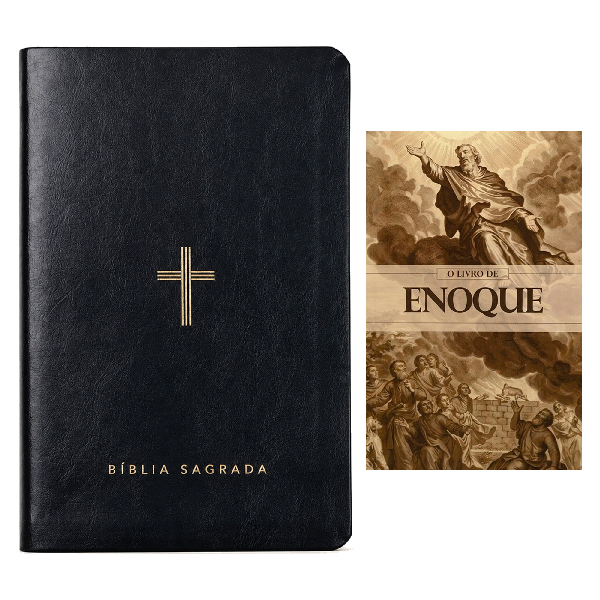 Kit Bíblia Slim NVT | Poder da Cruz | Capa Luxo Preta + Grátis O Livro de Enoque