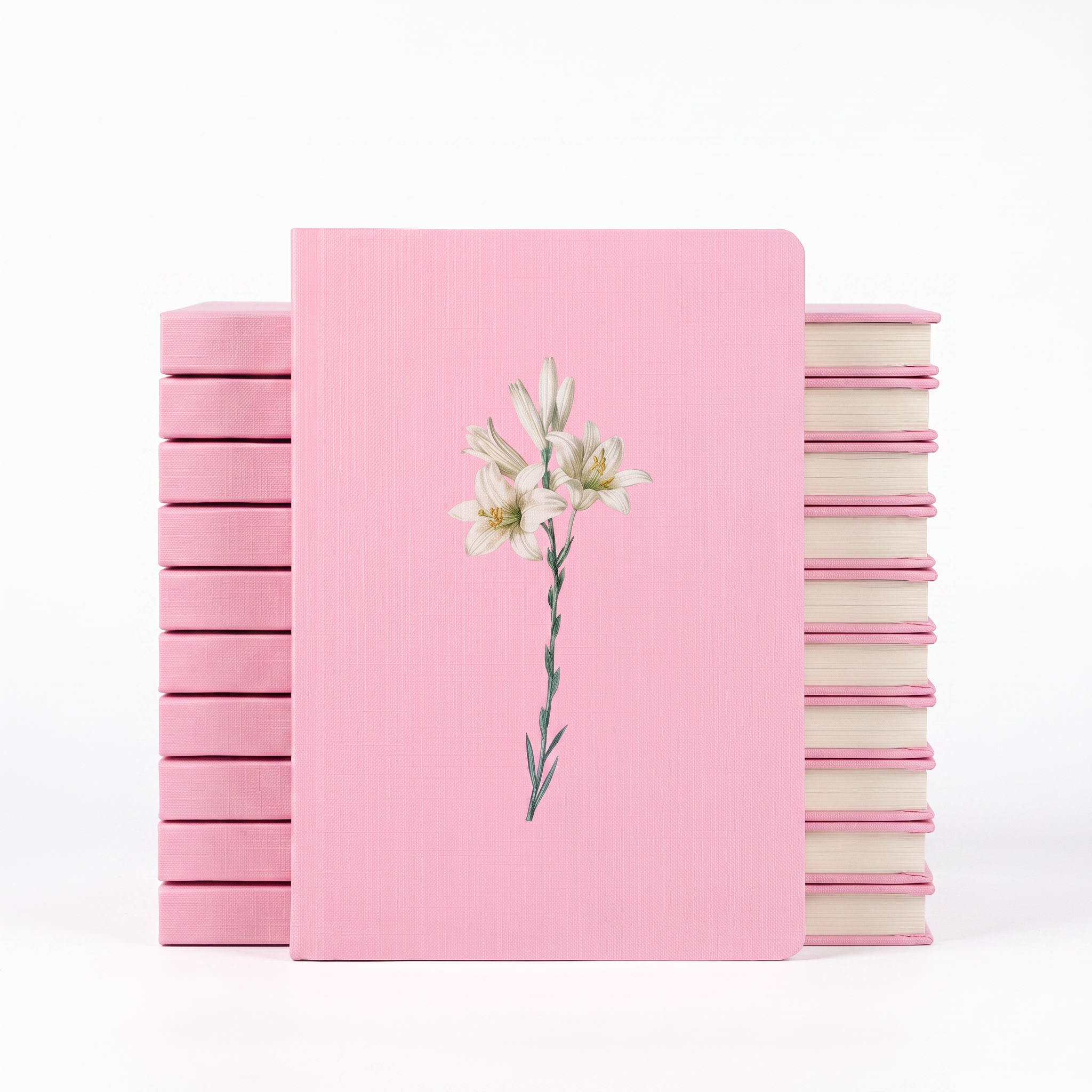 Kit Bloco de Anotações Lírios Rosa | Capa Brochura 10un