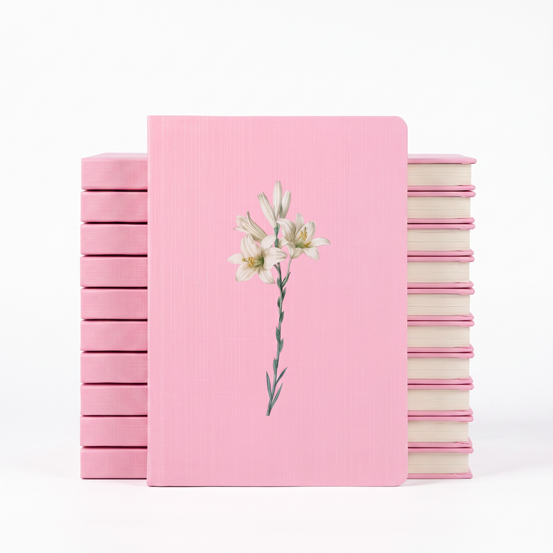 Kit Bloco de Anotações Lírios Rosa | Capa Brochura 10un