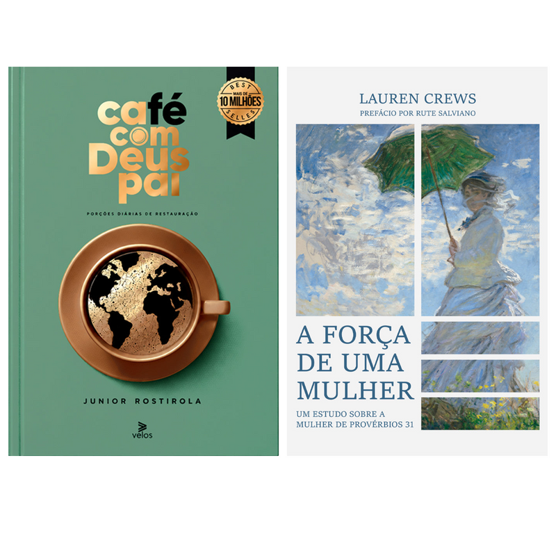 Kit Café Com Deus Pai 2027 | Júnior Rostirola | Capa Brochura + A Força de Uma Mulher | Lauren Crews
