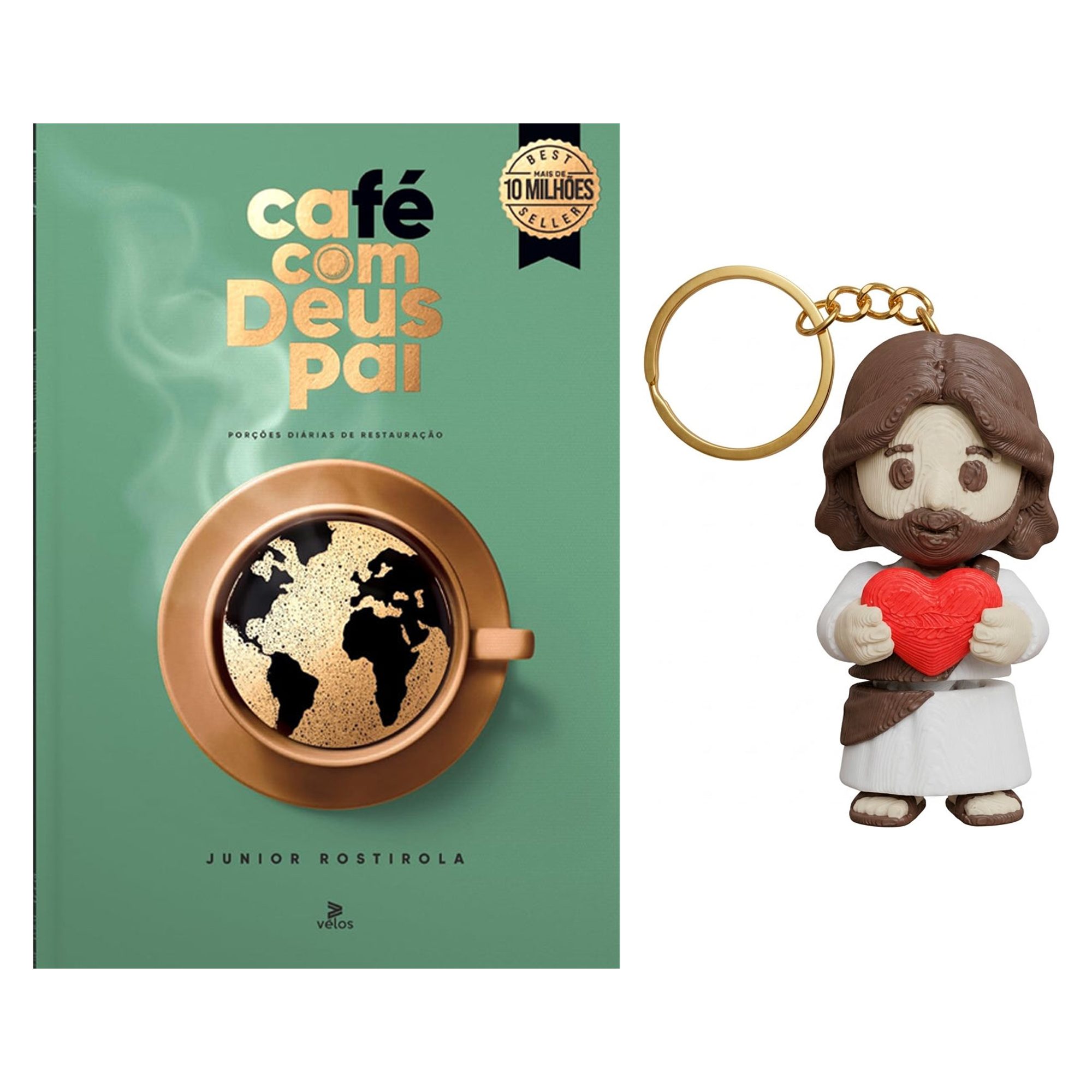 Kit Café Com Deus Pai 2027 | Júnior Rostirola | Capa Brochura + Chaveiro Articulado 3D | Jesus