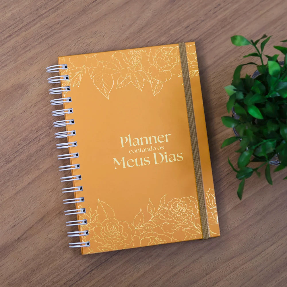 Capa de Planner Contando os Meus Dias | Capa Dourada Floral — item do Kit Café Com Deus Pai 2027 | Júnior Rostirola | Capa Brochura + Planner Contando os Meus Dias | Capa Dourada Floral · foto 3