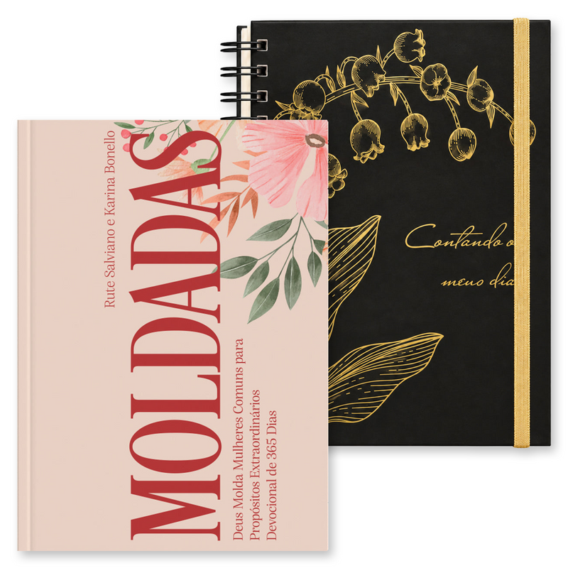 Kit Devocional Moldadas | 365 Dias com as Mulheres da Bíblia | Rute Salviano + Planner Contando os Meus Dias | Capa Preta Lírio do Vale