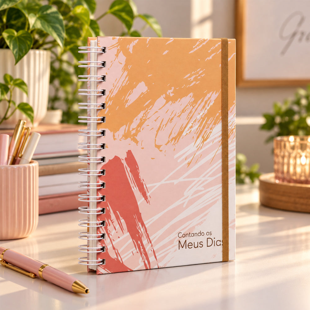 Capa de Planner Contando os Meus Dias | Capa Pinceladas Pêssego — item do Kit Devocional Moldadas | 365 Dias com as Mulheres da Bíblia | Rute Salviano + Planner Contando os Meus Dias | Capa Pinceladas Pêssego · foto 2