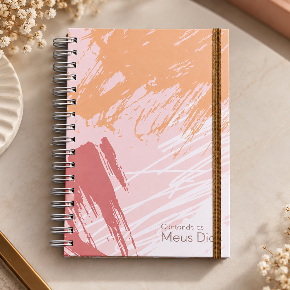 Capa de Planner Contando os Meus Dias | Capa Pinceladas Pêssego — item do Kit Devocional Moldadas | 365 Dias com as Mulheres da Bíblia | Rute Salviano + Planner Contando os Meus Dias | Capa Pinceladas Pêssego · foto 3