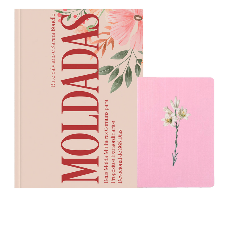 Kit Devocional Moldadas | 365 Dias com as Mulheres da Bíblia | Rute Salviano e Karina Bonello + Grátis Bloco de Anotações Lírios Rosa
