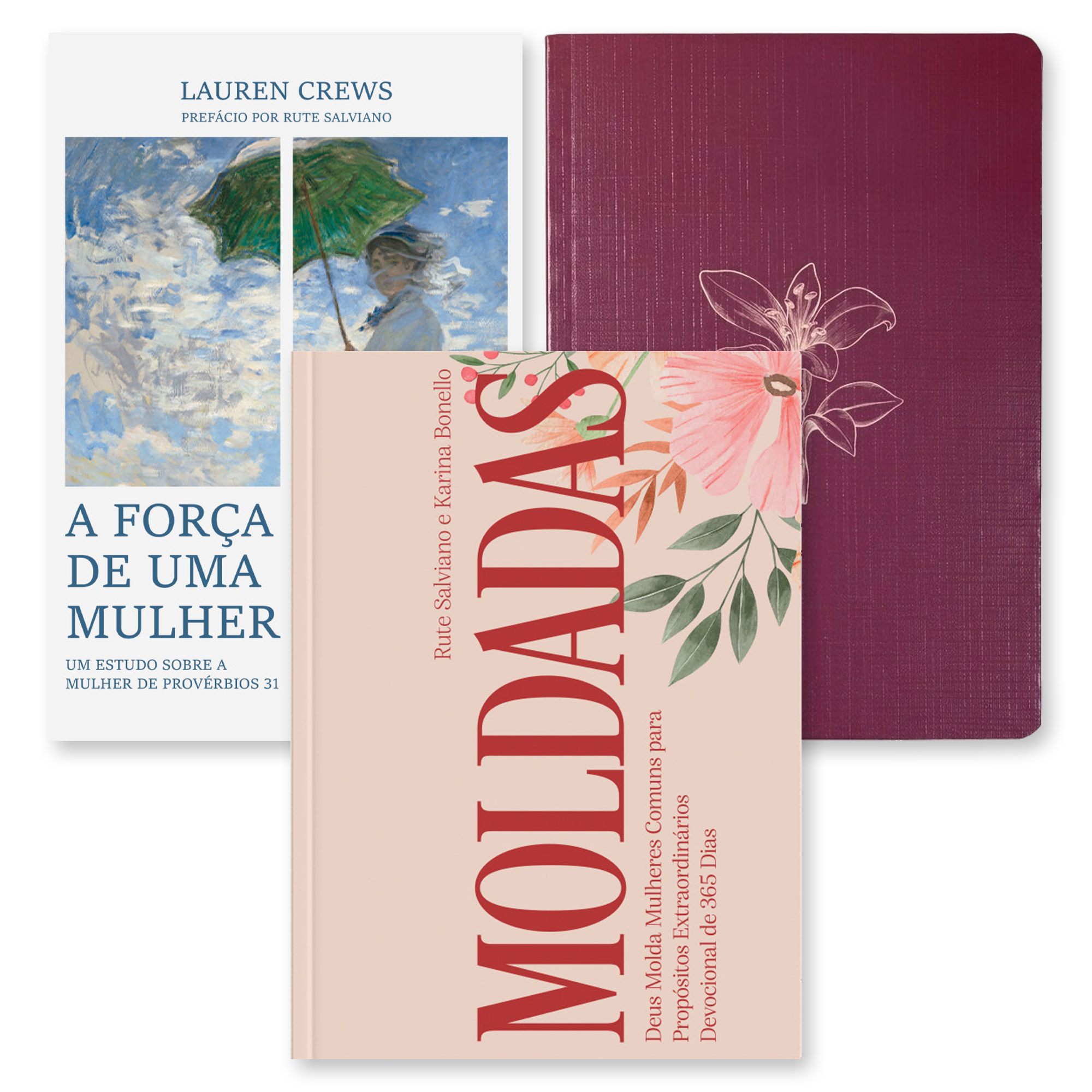Kit Devocional Moldadas | 365 Dias com as Mulheres da Bíblia | Rute Salviano e Karina Bonello + A Força de Uma Mulher | Lauren Crews + Grátis Bloco de Anotações Feminina